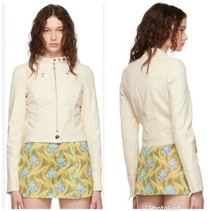 MIAOU OFF WHITE FAUX LEATHER JACKET